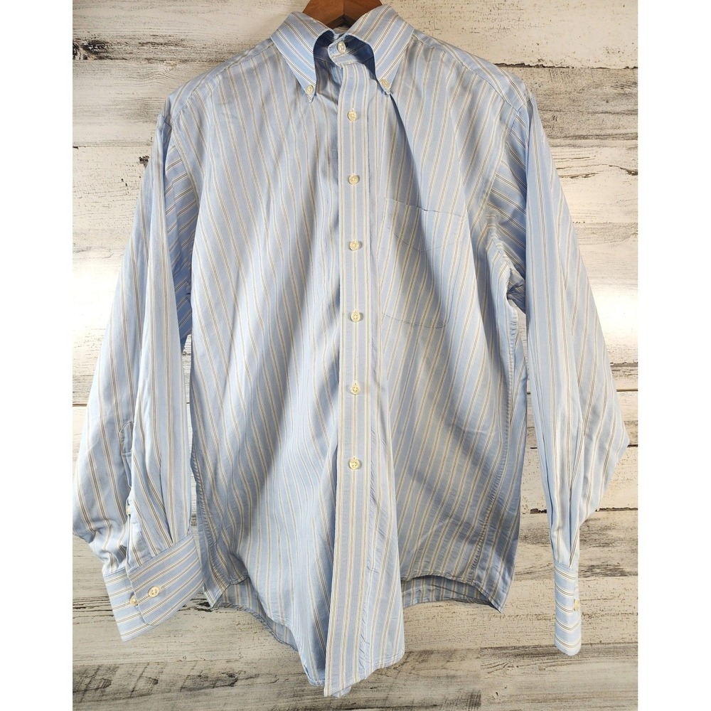 Tommy Hilfiger Button Down Shirt Mens L Blue White Striped Cotton Long Sleeve